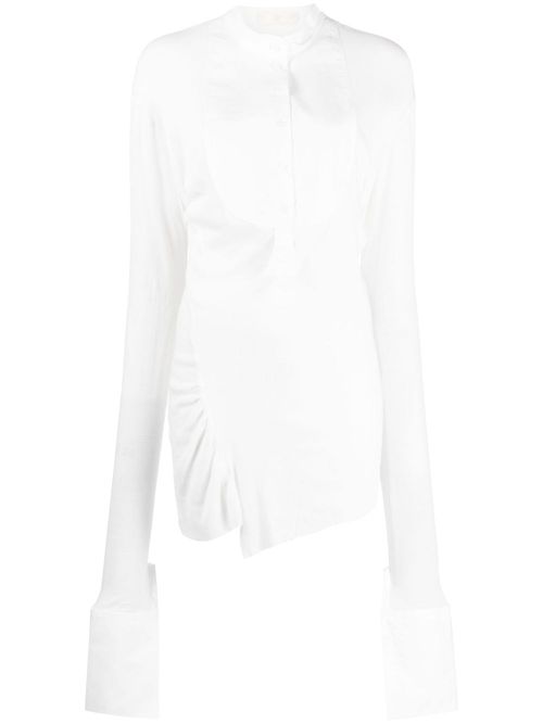 Knitted-panel poplin shirt - White