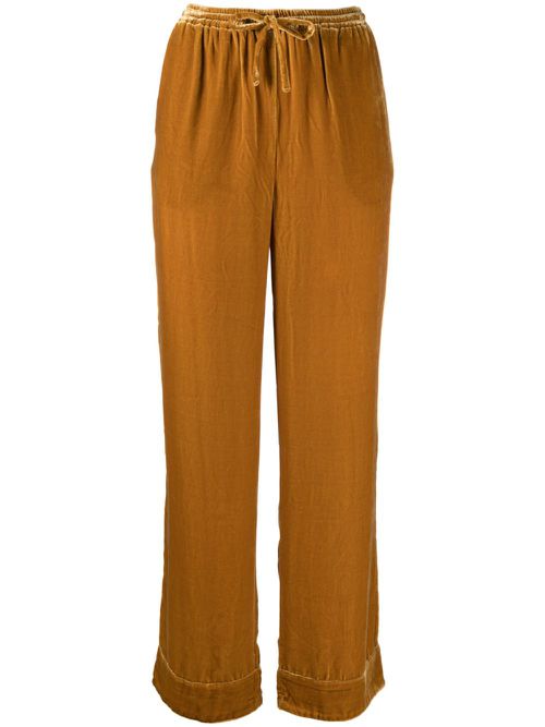 Aurelia straight-leg velvet trousers - Gold