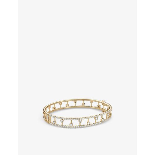 Womens 18K Yellow Gold Dewdrop 18ct Yellow-gold and 1.9ct Round-cut Diamond Bangle Bracelet 16cm