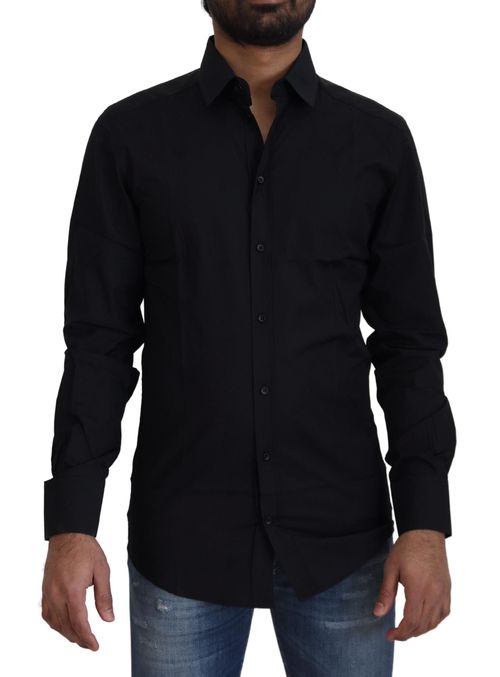 Cotton Slim Fit Shirt — Black