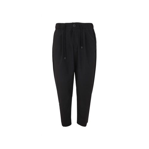 Elasticated Polyester Trousers — Black