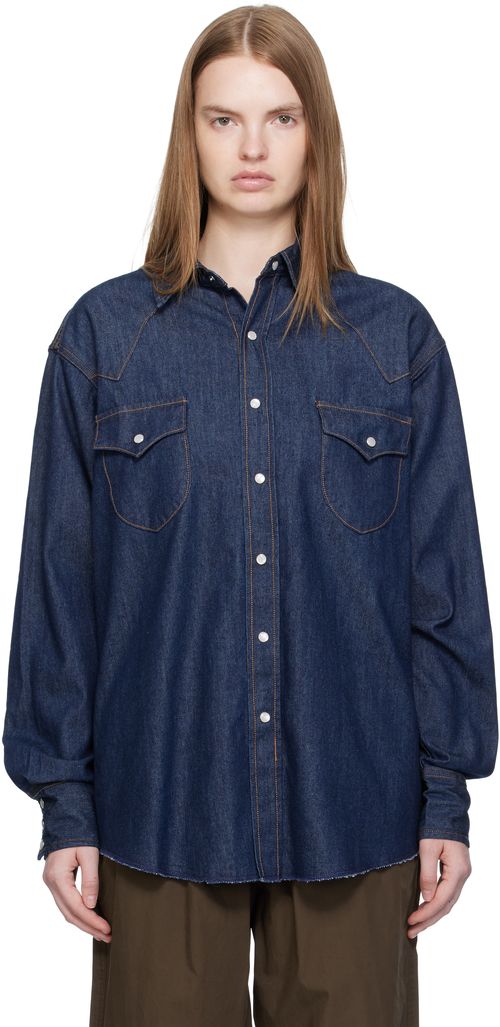 SSENSE Exclusive Blue Denim Western Shirt