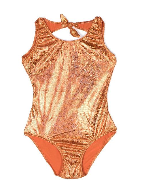 Metallic-effect scale-print swimsuit - Orange