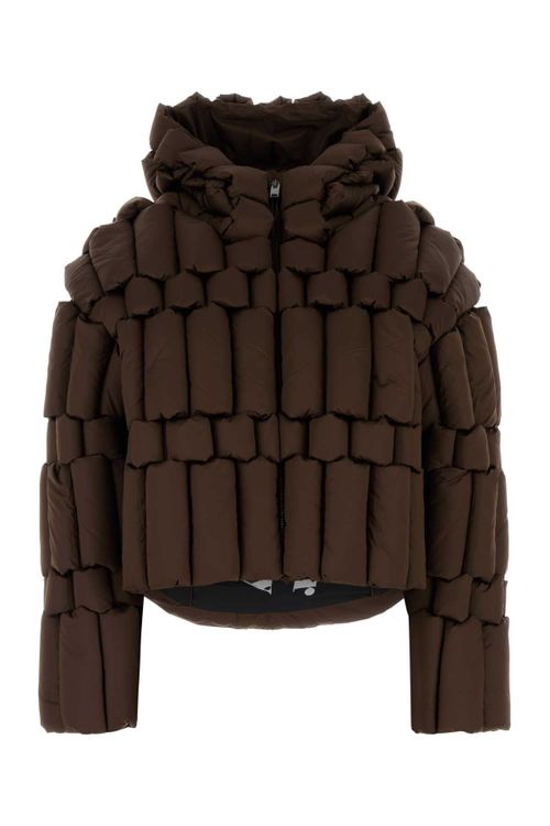 Quilted Down Down Jacket — Brown