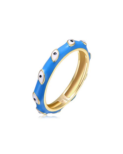 14K Plated Evil Eye Slim Stacking Ring
