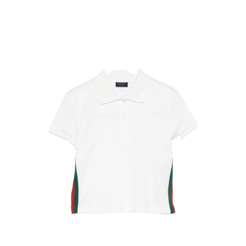 Web-stripe Cropped Polo Top