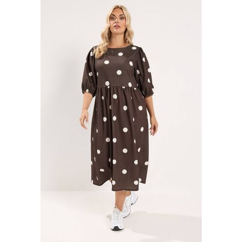 Yours Polka Dot Dress In Chocolate