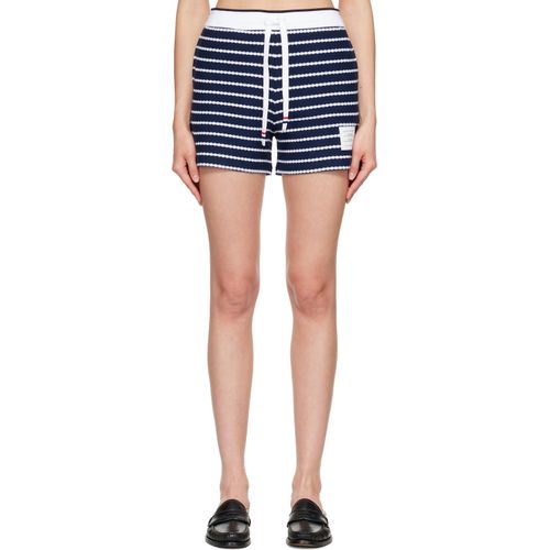 Navy Striped Honeycomb Shorts