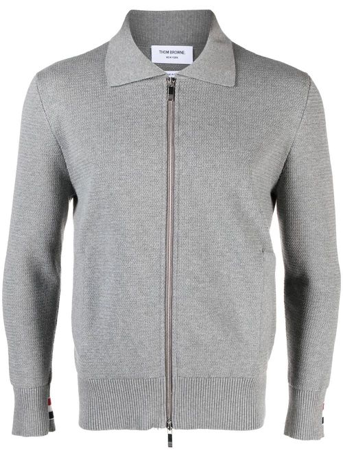 Ribbed-detail knit cardigan - Grey