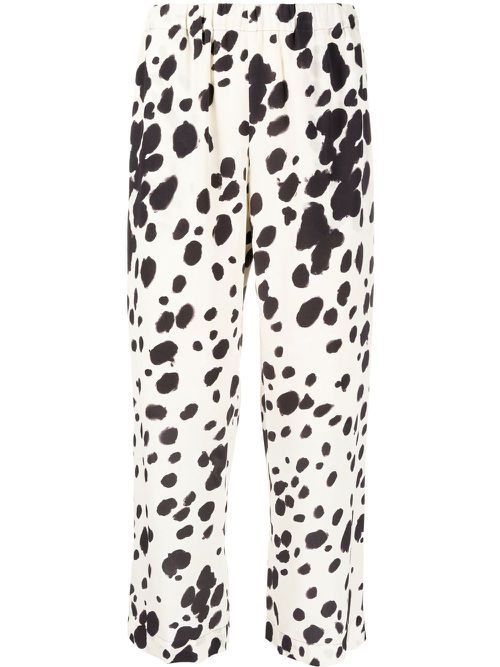 Cow-print cropped trousers - Neutrals