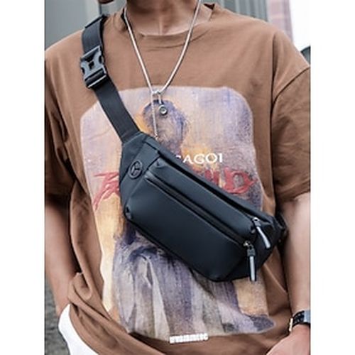 Men's Waterproof Fanny Bag Waist Bag with Reflective Strips - Anti-scratch Chest Bag, Can be worn as a Crossbody Bag, Suitable for Daily Commuting, Travel and