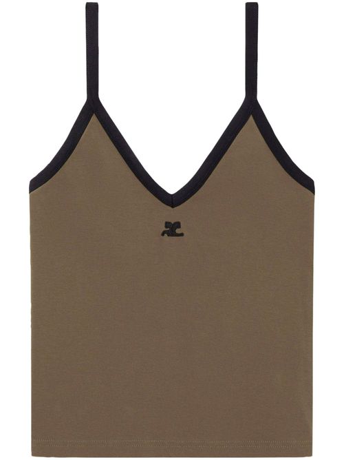 Contrast V-neck tank top - Green