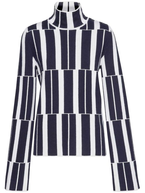 Stripe-pattern cashmere jumper - Blue