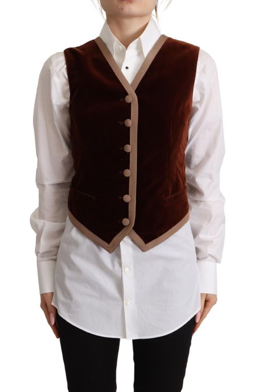 Velvet with Button Closure Vest — Bordeaux
