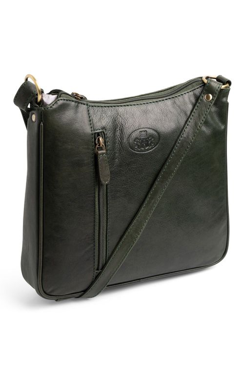 Ladies Leather Side Zip Strap Bag, Schlamm