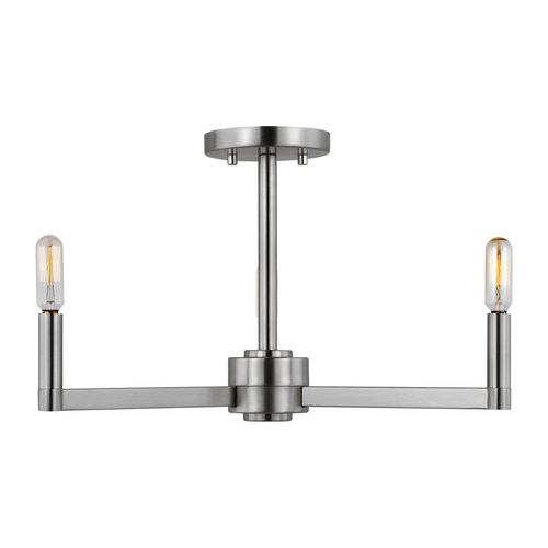Brushed Nickel Three Light Semi-Flush Mount from the Fullton Collection
