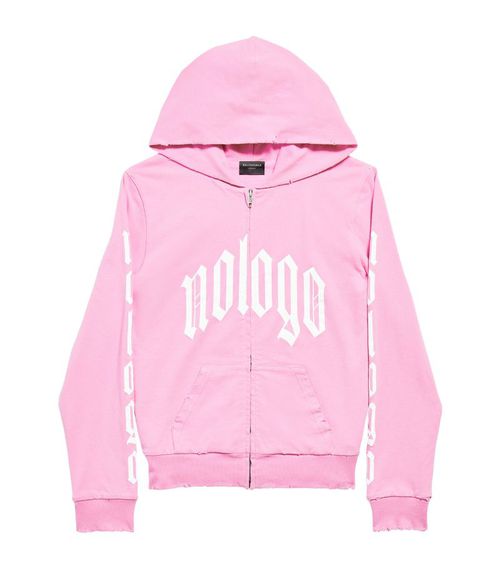 No Logo Zip-Up Hoodie