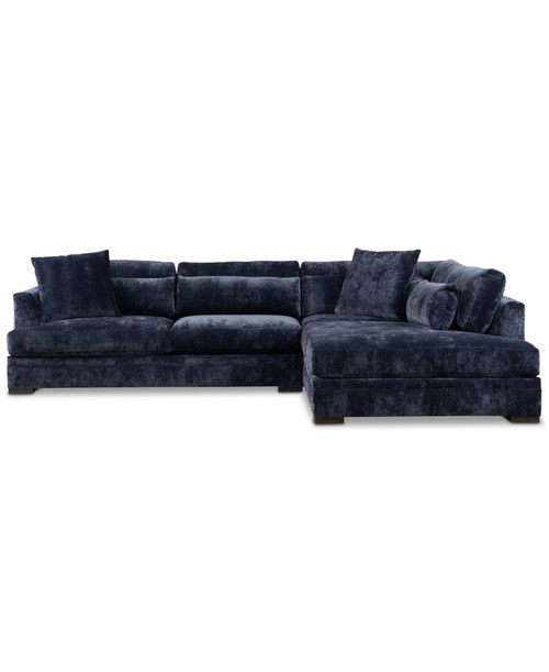 Furniture Triana 2-Pc. Fabric Chaise Sectional Sofa - Indigo