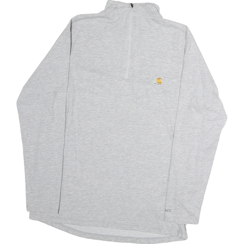 CARHARTT Mens Grey Heather Long Sleeve Quarter Zip Crew Neck T-Shirt M Cotton