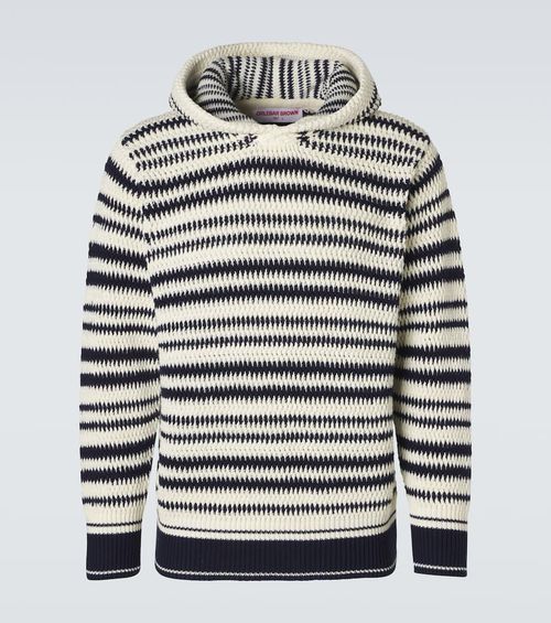 Kirk striped crochet cotton hoodie