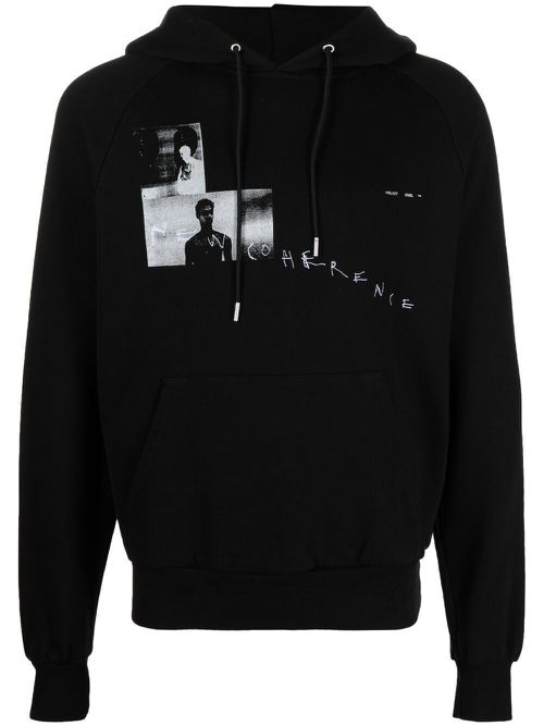 Graphic-print hoodie - Black