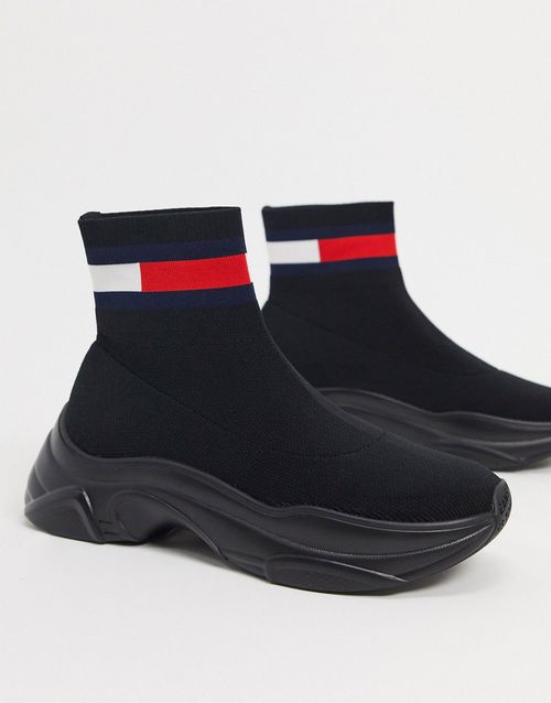 Chunky sole sock trainer in black