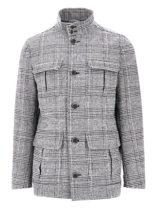 Checked single breasted coat - Grey