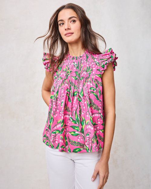 Organic Cotton Sleeveless Blouse in Lily Of the Valley | Women's XXS | Pink
