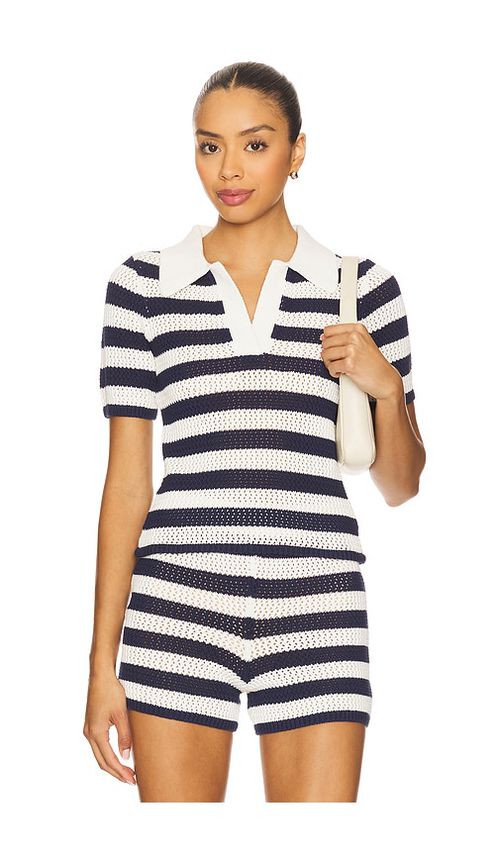 SER.O.YA Pax Polo Top in Navy.  XS. Also in L, M, S