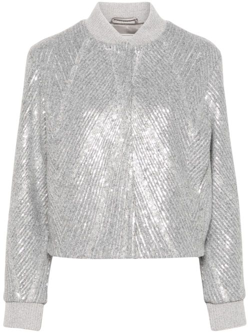 Sequin-embellished bomber jacket - Grey
