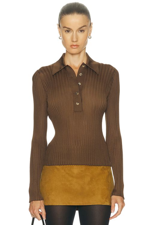 KHAITE Vin Top in Bark - Brown. XS also in