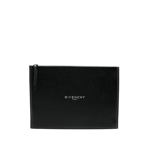 Large Antigona Stamped Logo Leather Clutch Bag