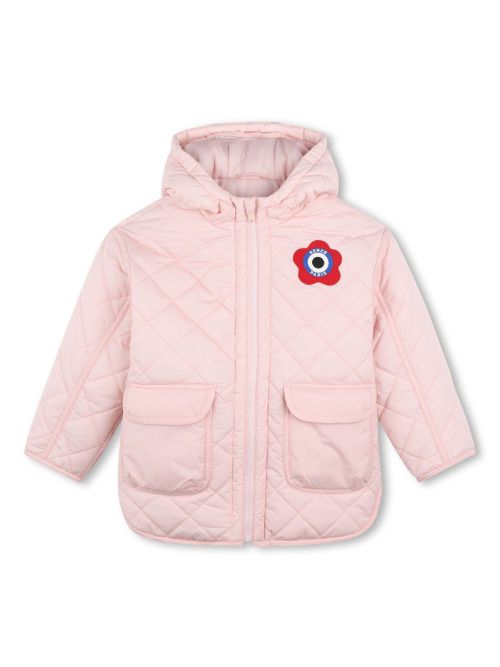 Logo-embroidered quilted jacket - Pink