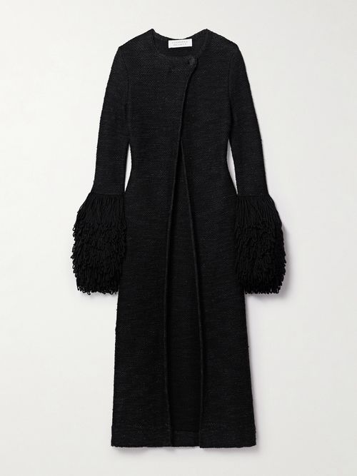 Elete Fringed Cashmere And Silk-blend Coat - Black