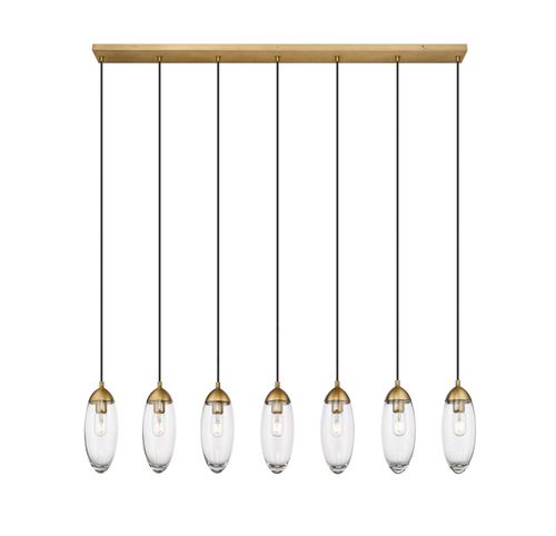 Rubbed Brass Linear Chandelier from the Arden Collection