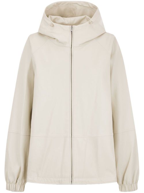 Hooded faux-leather jacket - Neutrals