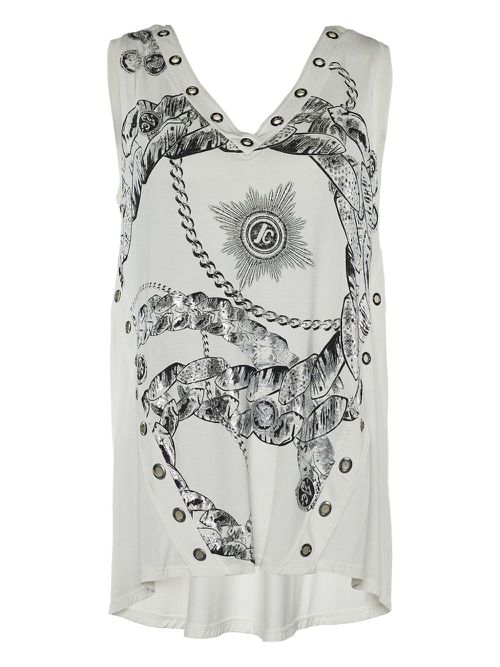 Chain-print tank top - White