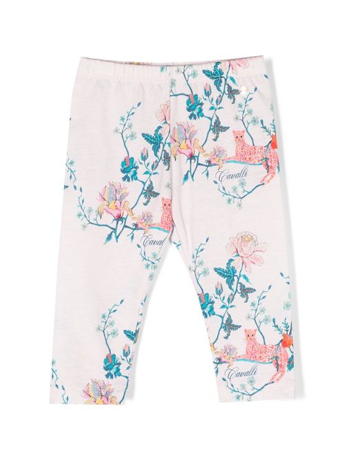 Graphic-print cotton leggings - White