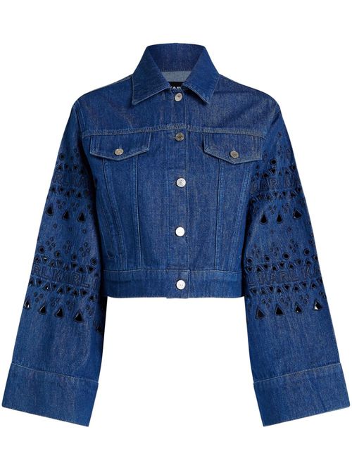 Broderie-anglaise denim jacket - Blue