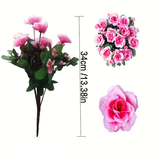 TEMU 4 Bundles Of Artificial Outdoor Flowers, Artificial Pink Camellias, Realistic Decor For Front Door Porch Patio Flower Pot Balcony Garden Yard