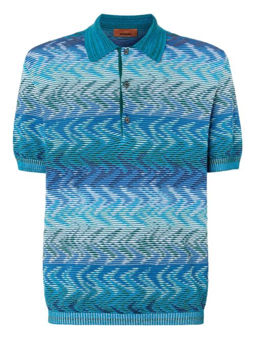 Missoni zigzag-woven polo shirt - Blue