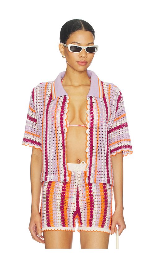 Maaji Mystic Stripe Rialta Shirt in Purple. S. Also in