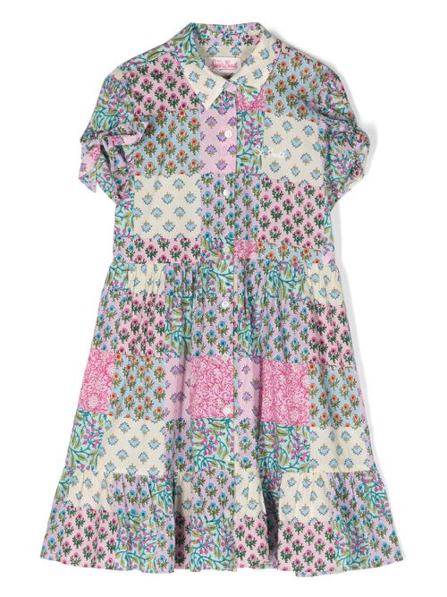 Queenie patchwork-print shirtdress - Purple