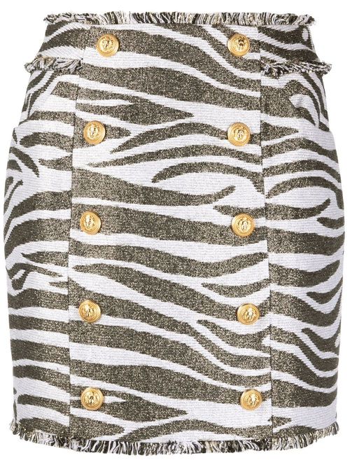 Zebra print high-waisted miniskirt - White