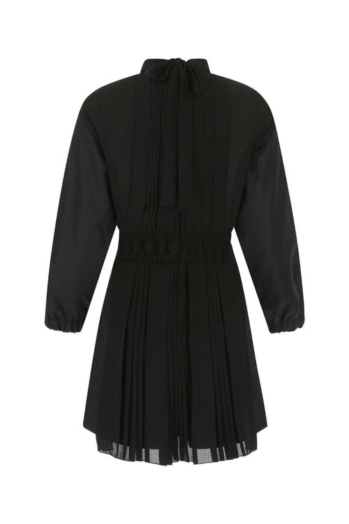 Black Re-nylon And Crepe Jumpsuit