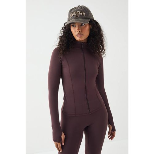 DSGN Studio Women's Sports Ultra Sculpt Zip Through Jacket in Chocolate | : Sma