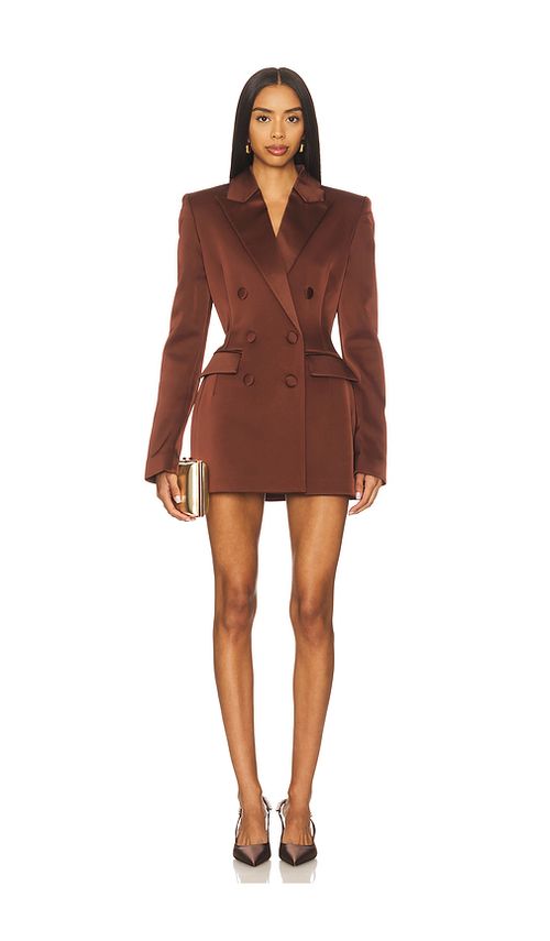 Nadine Merabi Monica Satin Blazer in Brown. 4/S also /XS, 6/SM