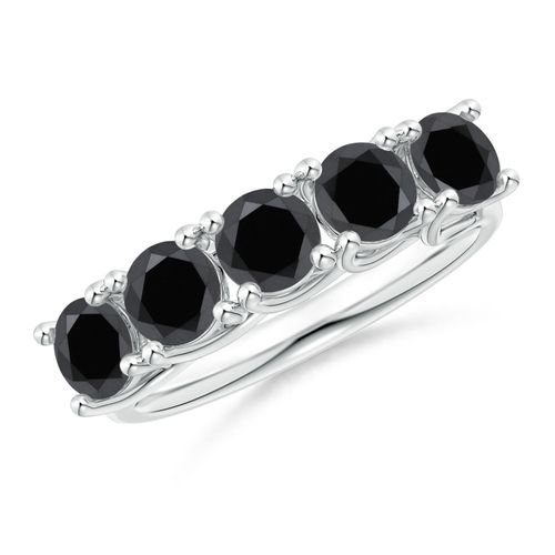 Angara 2.5 Carats Half Eternity Five Stone Enhanced Black Diamond Wedding Ring in 18K White Gold