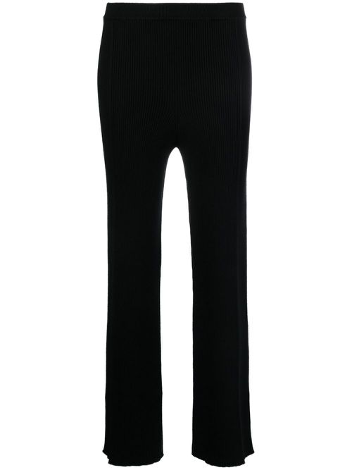 Straight-leg rib-knit trousers - Black