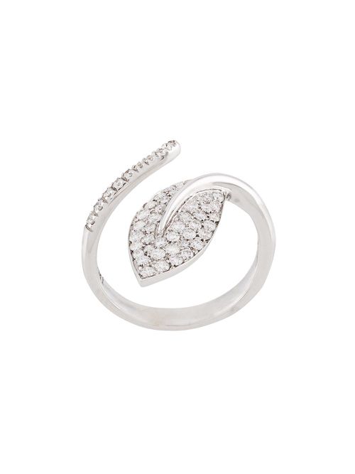 18kt white gold Foglia leaf diamond ring - Silver